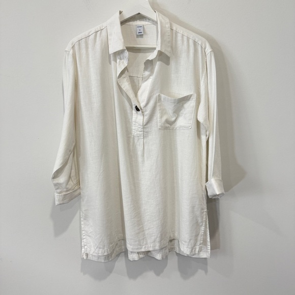 Old Navy Mens M Linen Pullover Henley Shirt - Picture 1 of 17